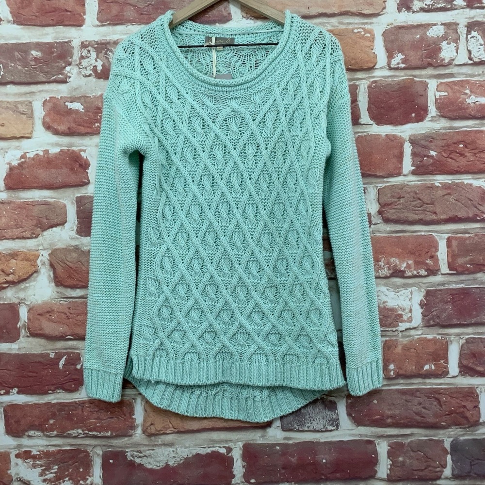 Bianca B Sweater Women's Large Aqua Blue Metallic Wool Blend Made In Italy